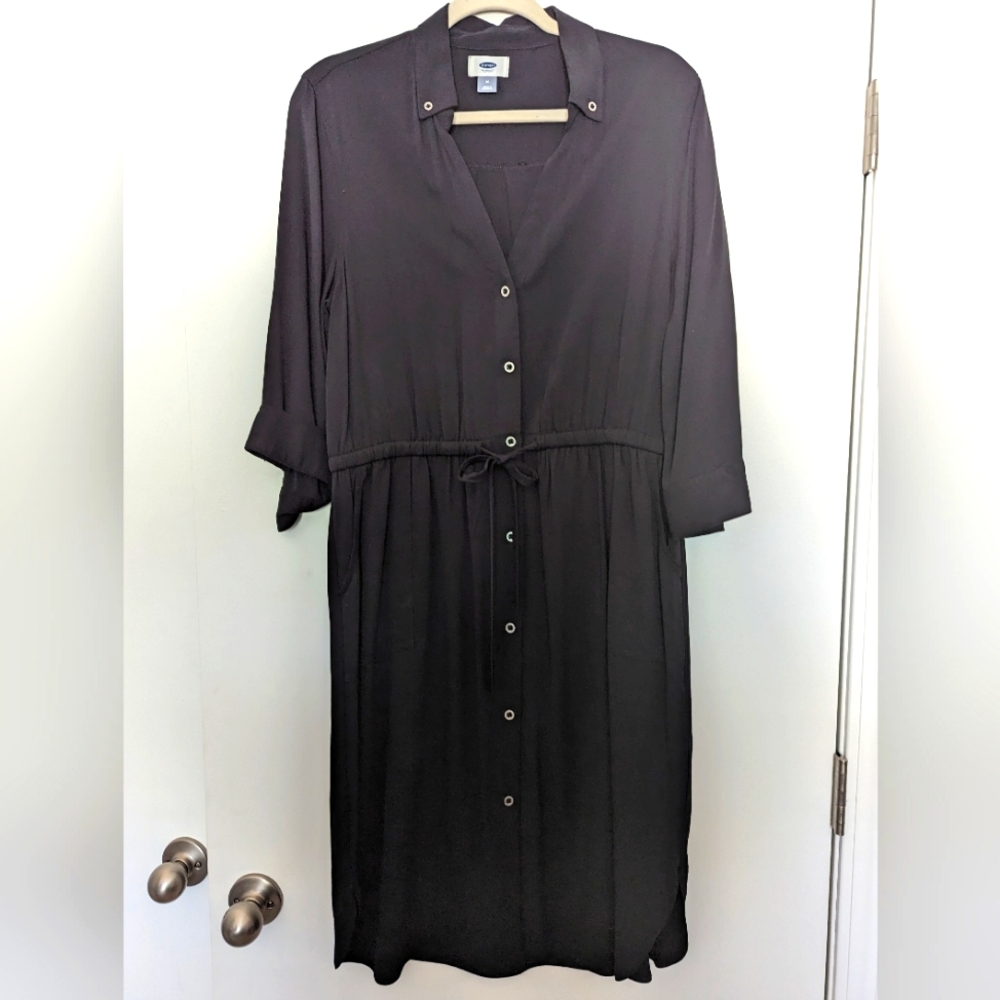 Old Navy Black Button Dress Medium